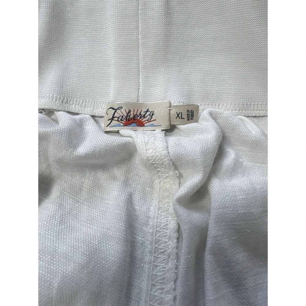 Faherty Women's XL Arlie Day Pull On Jogger Pants Tencel Linen Blend White Beach